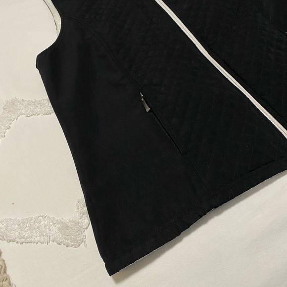 Karen Scott Sport Black Quilted and White Fleece Reversible Vest XL - Picture 2 of 13